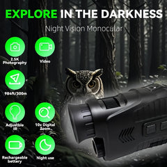 10X Digital Zoom Infrared Monocular with LED Light